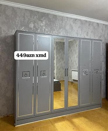 6 qapı, Güzgülü, Boz, Açılan, Düz dolab