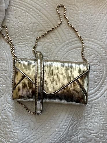 sep qizil: Qızılı rəngdə zəncirli mini çanta - Material: metalik qızılı — 2