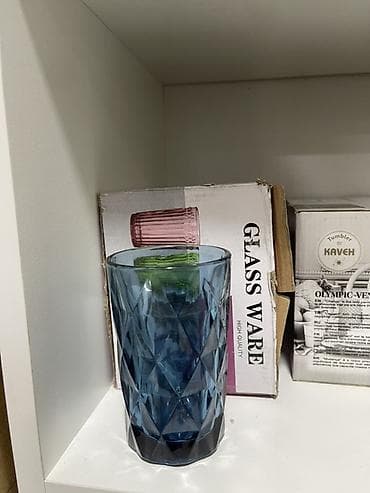 gil qab: Stəkanlar, rəng - Mavi, Şüşə, 6 ədədli dəst — 3