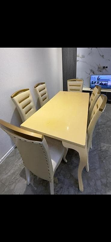 Qonaq otağı üçün, Açılmayan, Dördbucaq masa, 6 stul — 1