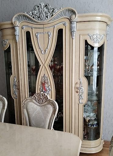 Для гостиной, Б/у, Нераскладной, Прямоугольный стол, 8 стульев — 1