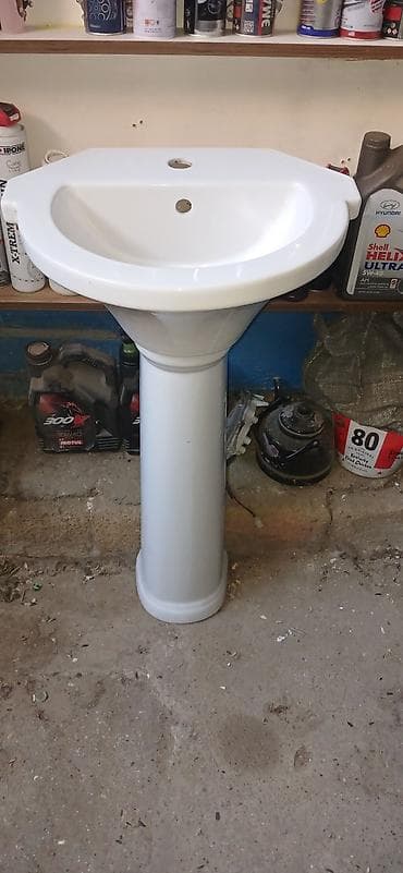 boru: Ağ rəngli ayaqlı lavabo (piyedestal tip) - Material — 4