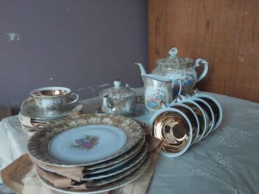 nimçe nedir: Çay dəsti, rəng - Qızılı, Farfor — 3