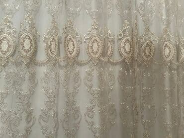dikey tül perde: Zərif naxışlı tull pərdə - Material: incə tull əsaslı, üzərində — 1