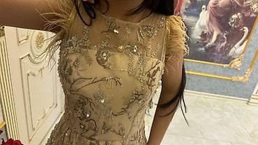 vecerni donlar instagram: Zərif gecə/libas – şampan/bej rəngdə, tam uzun. - Siluet: beldən — 6