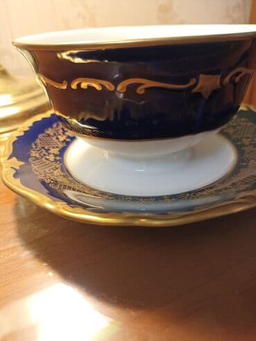 kahla made in gdr: Çay dəsti, rəng - Göy, Farfor, Reichenbach, 1 nəfərlik, Almaniya — 10