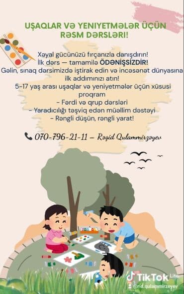 azərbaycan bölməsində rus dili dərsləri: Uşaqlar və yeniyetmələr üçün rəsm dərsləri. İlk dərs tamamilə — 1
