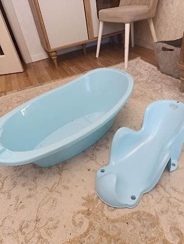 Məhəccərlər: Uşaq vanna dəsti – mavi rəngdə - Material: Yüngül və möhkəm plastik - — 3