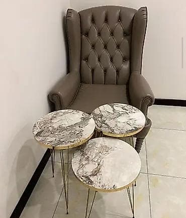 stol salon: Jurnal masası, Açılmayan, Mərmər, Yumru masa — 3