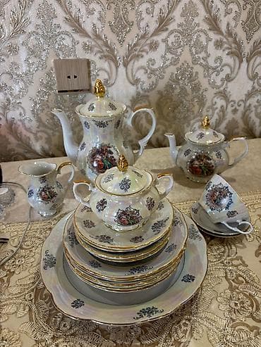 ran: Çay dəsti, rəng - Ağ, Farfor — 1