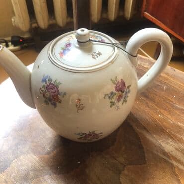 İşlənmiş, rəng - Ağ, Dəm caydanı, Farfor, Rusiya