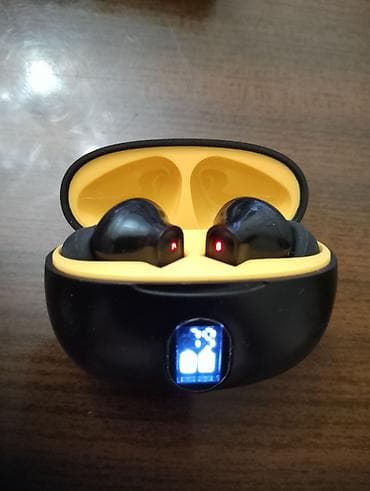 Audio: Bluetooth TWS simsiz qulaqlıq. Tam yenidir. - Rəng: qara korpus, sarı — 2
