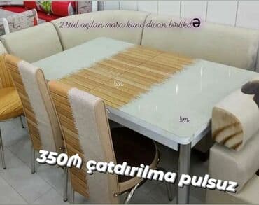 2ci əl divan kreslo: ✔️Türk istehsalı🇹🇷 *Kuxna üçün stol stul dəsti* 2 stul açılan masa — 1
