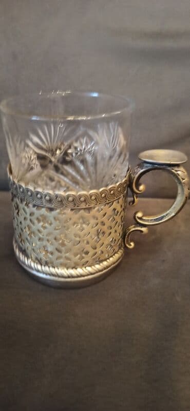 ваза напольная стеклянная высокая без узора: Антикварная ваза, 1950 год, СССР — 25