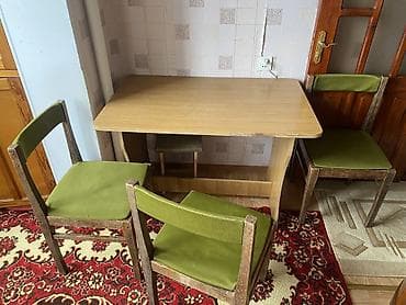 Mətbəx üçün, Açılmayan, Dördbucaq masa, 4 stul