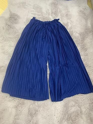 enli şalvar modelleri: Məhsul: Qadın wide-leg plisəli şalvar - Rəng: Kobalt/krallıq mavisi - — 1