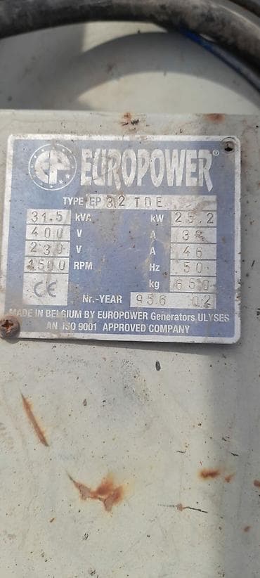 taxt bazalı: EUROPOWER EP 32 TDE dizel generator Texniki göstəricilər: - Güc: 31.5 — 3