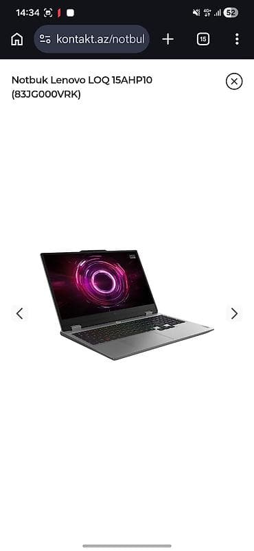 hi fi: Lenovo LOQ 15AHP10 (83JG000VRK) noutbuk - 15.6" ekran – nazik — 1