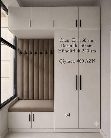 Yeni Dəhliz Dolabı Ölçü: 160×40×240 *Qiymət: 460 ₼* Rəng seçimi