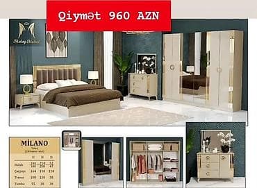 madeyra divan desti: İkinəfərlik çarpayı, Dolab, Termo, 2 tumba, Azərbaycan, Yeni — 1