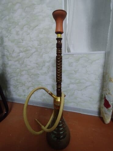 кыст аль хинди в турции: Nargilə dəsti - Klassik şüşə kolba və metal gövdə - Qızılı rəngli — 2