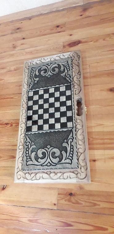 Əl işı taxta nərd/şammat dəsti - Material: bərk ağac (tam taxta — 7