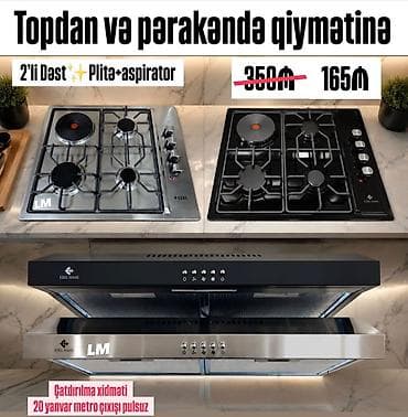 Plitə + aspirator 2‑li dəst Türk istehsalı, birbaşa anbardan. Yeni