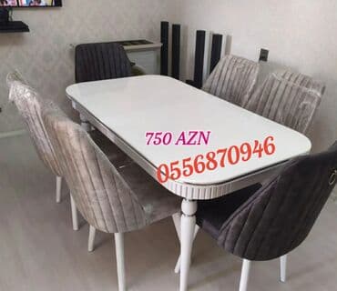 divan destleri: Qonaq otağı üçün, Yeni, Açılmayan, Oval masa, 6 stul — 2