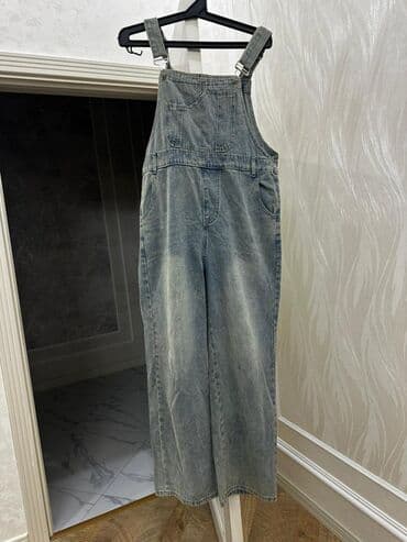 İdman geyimləri: Denim kombinezon - Material: qalın denim (jeans parça), boz-mavi — 3