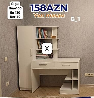 3d defter: Yazı masası – modul tipli, ağ rəngdə Ölçülər: - Hündürlük: 160 sm - — 1