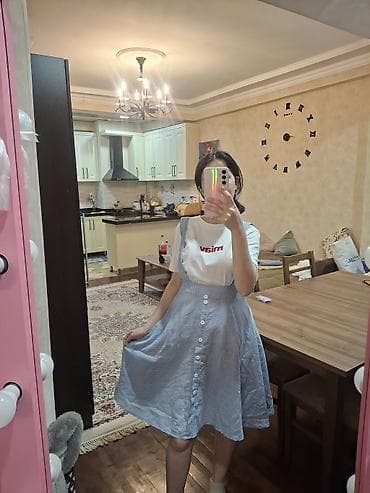 Mavi-ağ xırda zolaqlı askılı ətək (sundress stili) 2-3 defe — 2