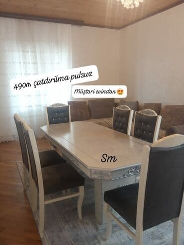 stol desdi: Mətbəx üçün, Dördbucaq masa, 4 stul — 57