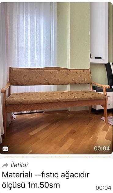 Divanlar: Fıstıq ağacından iki nəfərlik taxta divan/oturacaq - Material: fıstıq — 1