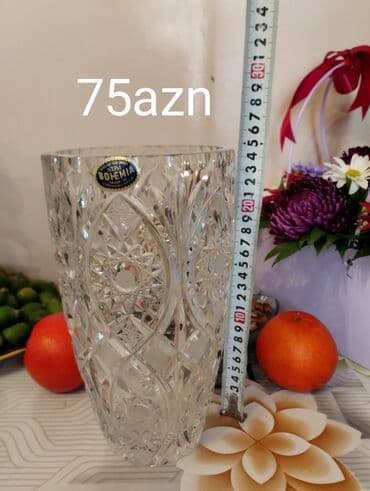 Bohemia kristal dəst - Bohemia kristal vaz: kəsimli naxışlı — 1