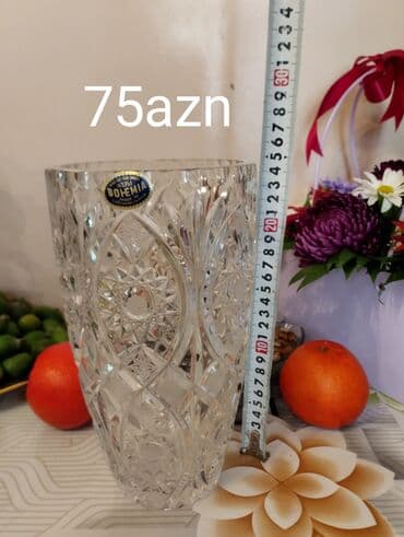 servis madonna: Kristal məmulatlar dəsti - Bohemia kristal vaza — təxmini hündürlük — 2