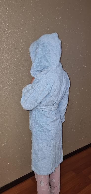 uşaq hamam xalatı: Uşaq üçün yumşaq xalat cotton 100% - Rəng: açıq mavi - Model — 2