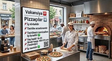 Otel, kafe, restoranlar: Aşpaz tələb olunur, Pizza ustası, 18-29 yaş, Təcrübəsiz — 1
