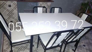 stol və stul dəstləri: Yeni, Kvadrat masa, 6 stul, Açılmayan, Stullar ilə, Metal, Azərbaycan — 4