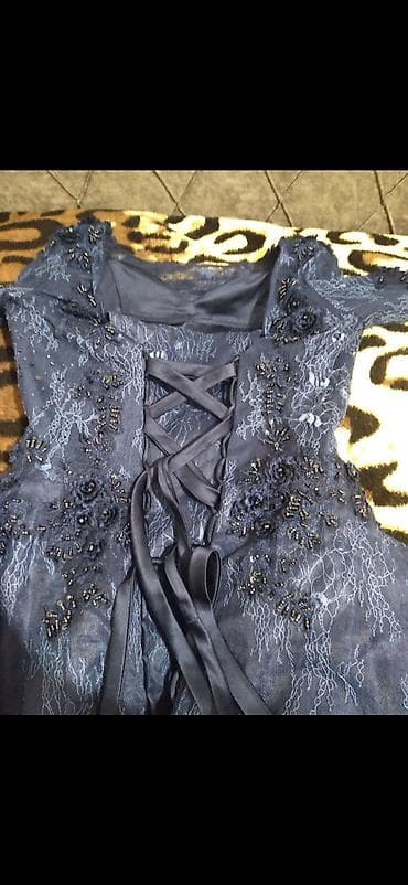 don sumqayit: Tünd göy rəngdə ziyafət/libas paltarı - Model: A-kəsim, ətəyi — 1