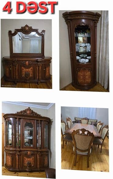 Klassik üslubda 4 dəst dəbli qonaq otağı mebeli. Komplektə daxildir