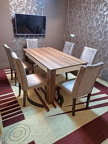 baliq satisi: Qonaq otağı üçün, İşlənmiş, Kvadrat masa, 6 stul — 1