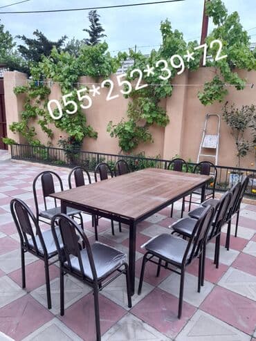 stol stul işlenmiş: Yeni, Dördbucaq masa, 6 stul, Açılmayan, Stullar ilə, Metal, Azərbaycan — 24