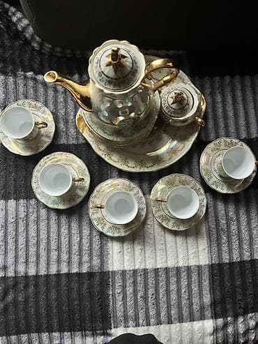 cay servis: Qəhvə dəsti, rəng - Ağ, Farfor, 6 nəfərlik — 1