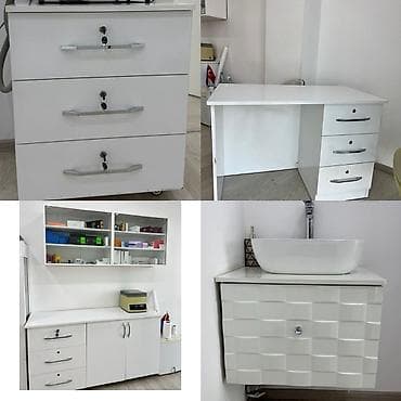Gözəllik/klinika üçün ağ mebel dəsti Tərkib: - 3 çekmecəli kilidli