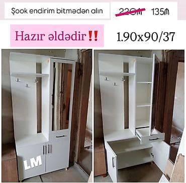 seyf skaf: 2 qapılı, Güzgülü, Ağ, Digər material, Açılan, Düz dolab — 1