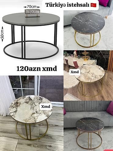 ucuz mebel: Dairəvi salon masası – Türkiyə istehsalı - Ölçülər: diametr 70 sm — 1