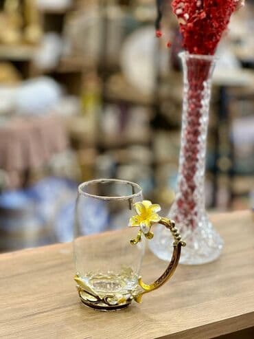 demir qab: Fincanlar, rəng - Qızılı, Şüşə, 1 əd, 250 ml, Türkiyə — 3