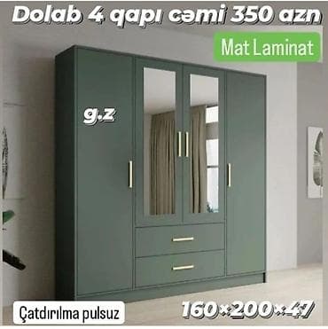 mebel skaflar: *Dolab 4 qapılı 350Azn* *Rəng seçimi sərbəst* ✔️İstehsal:Rusiya — 1