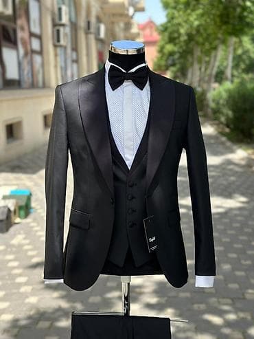 Klassik qara smokinq dəsti - 3 hissəli dəst: pencək, jilet və şalvar