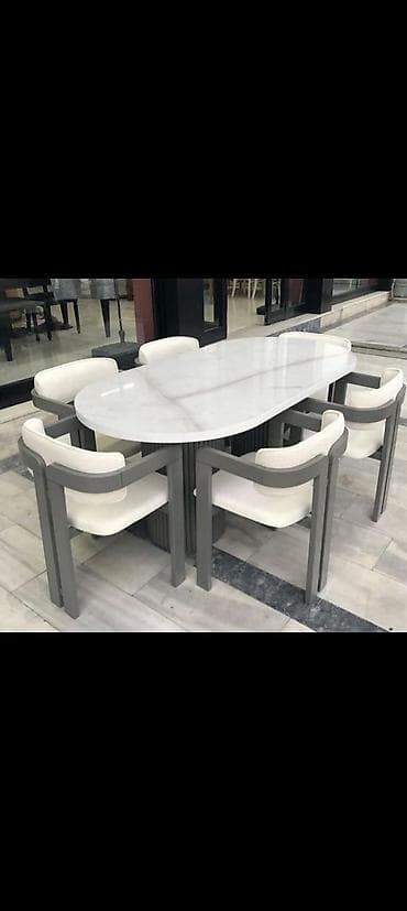 makyaj ucun masa: Qonaq otağı üçün, Yeni, Açılan, Dördbucaq masa, 6 stul — 7